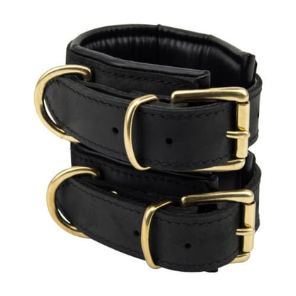 Bound Noir Nubuck Leather Slim Wrist Cuffs